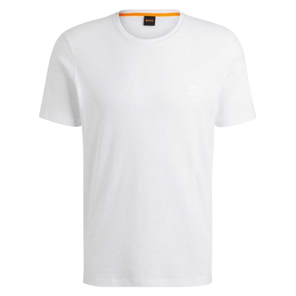 Boss Mens Orange  Cotton T-Shirt / Off White
